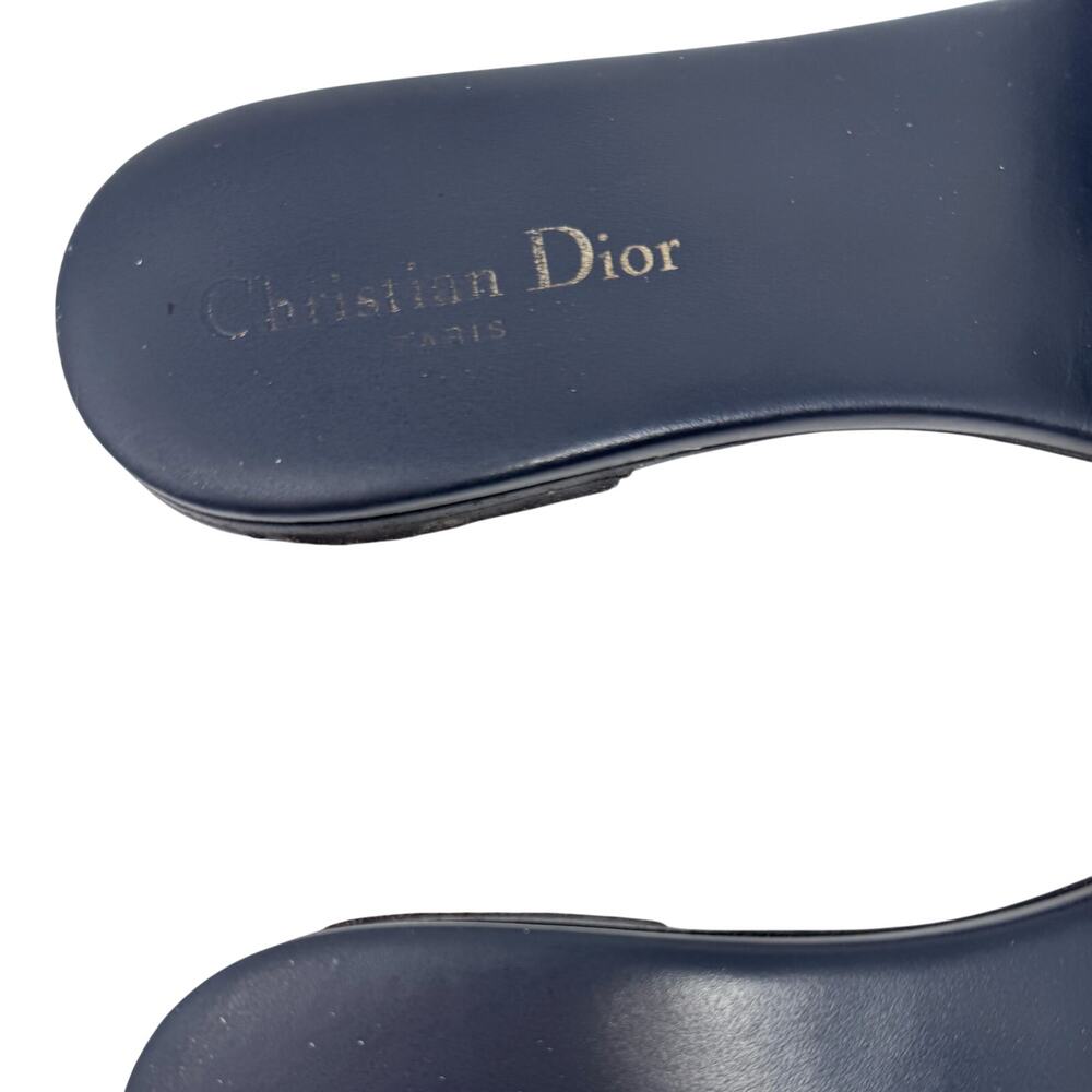 CHRISTIAN DIOR Dway Navy Blue White Slide Sandal Embroidered Logo EU 39 US 9 - Picture 7 of 12